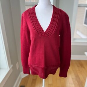 Vintage Y2K Converse One Star Red V Neck Cotton Sweater Size Large